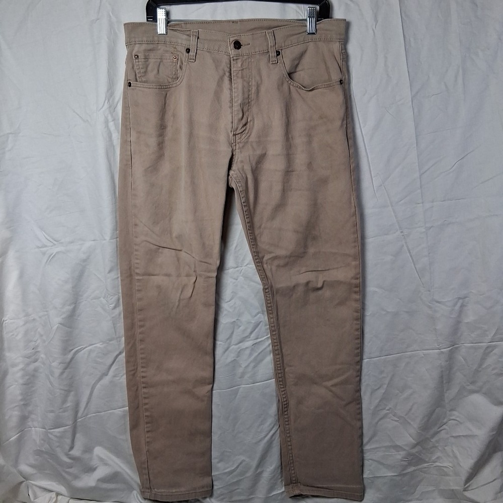 Levis 502 Taper Fit Punk Star Color Mens 34x32 Stretch Denim Brown/Khaki/Beige